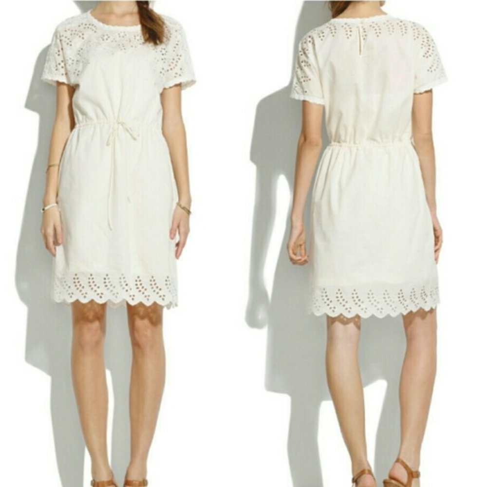 Madewell Ivory Eyelet Wildfield Short Casual Dress